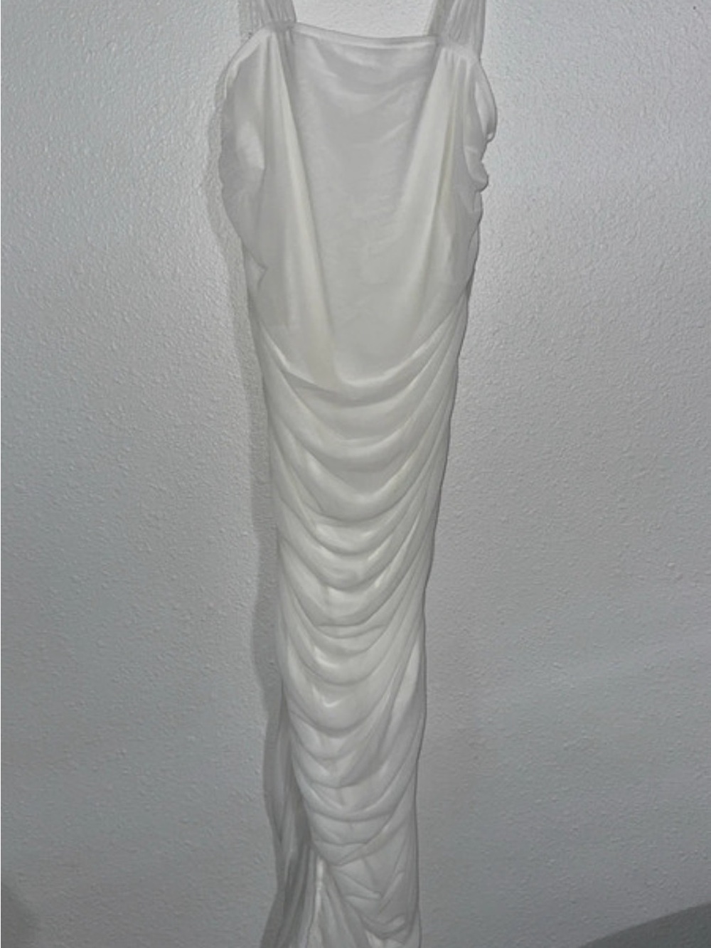 Elegant White Ruched Sleeveless Dress